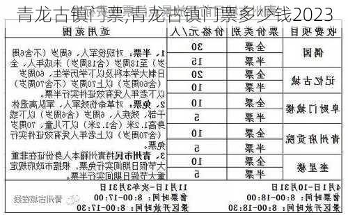 青龙古镇门票,青龙古镇门票多少钱2023