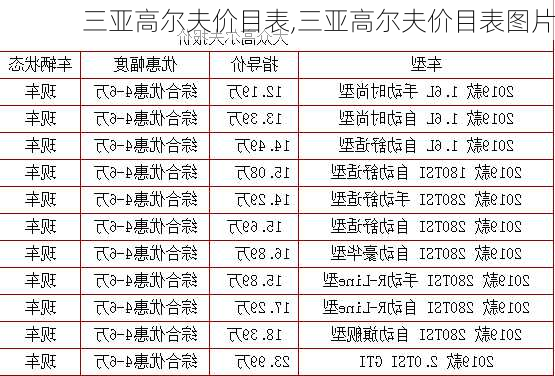 三亚高尔夫价目表,三亚高尔夫价目表图片