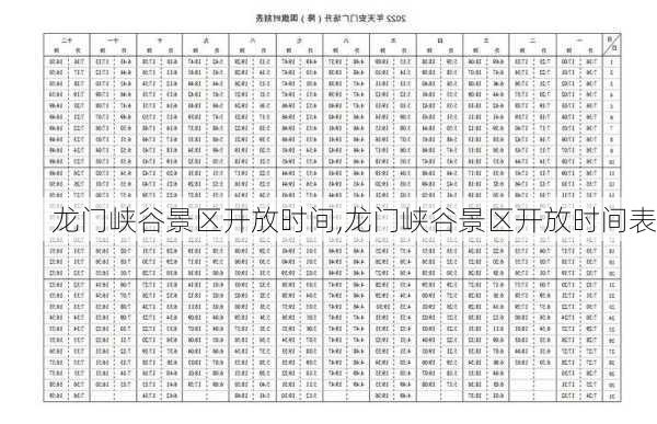 龙门峡谷景区开放时间,龙门峡谷景区开放时间表