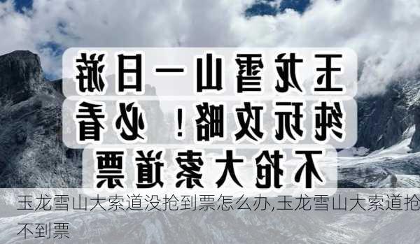 玉龙雪山大索道没抢到票怎么办,玉龙雪山大索道抢不到票