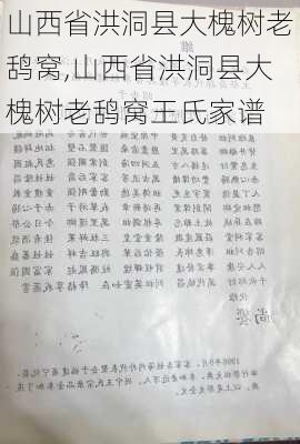 山西省洪洞县大槐树老鸹窝,山西省洪洞县大槐树老鸹窝王氏家谱