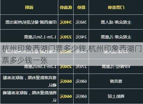 杭州印象西湖门票多少钱,杭州印象西湖门票多少钱一张