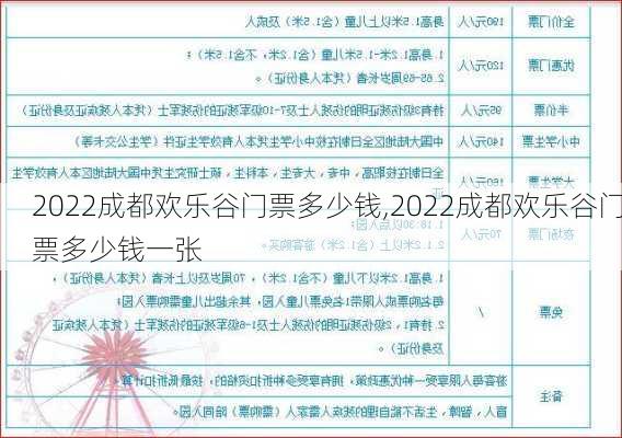 2022成都欢乐谷门票多少钱,2022成都欢乐谷门票多少钱一张