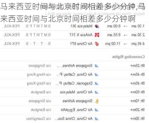 马来西亚时间与北京时间相差多少分钟,马来西亚时间与北京时间相差多少分钟啊